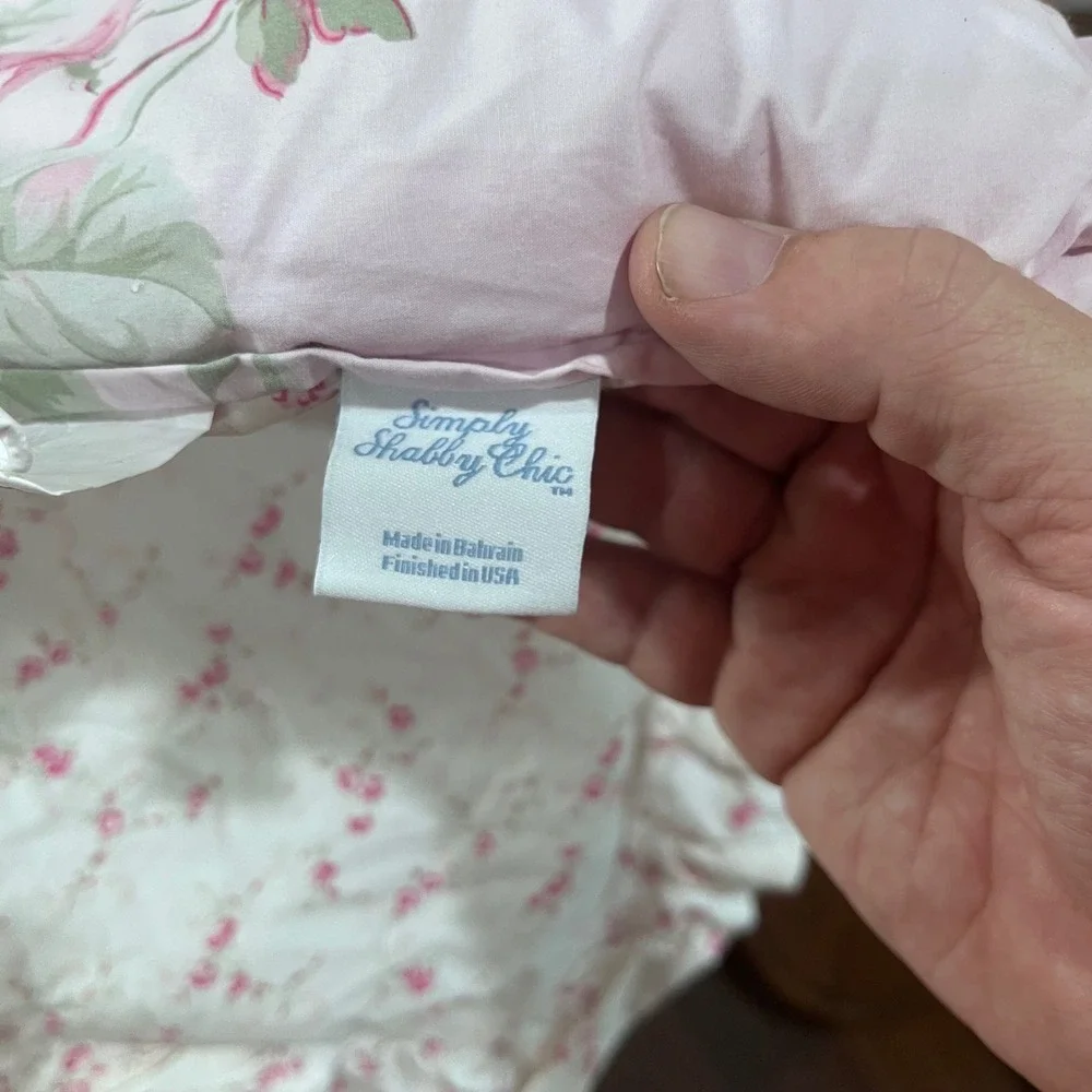 Simply Shabby Chic Pink Floral Ruffle Comforter Set Full Queen 2 Shams Vtg Style